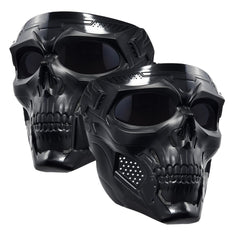 PLOOTA front view of two skull masks showing dramatic design and protection