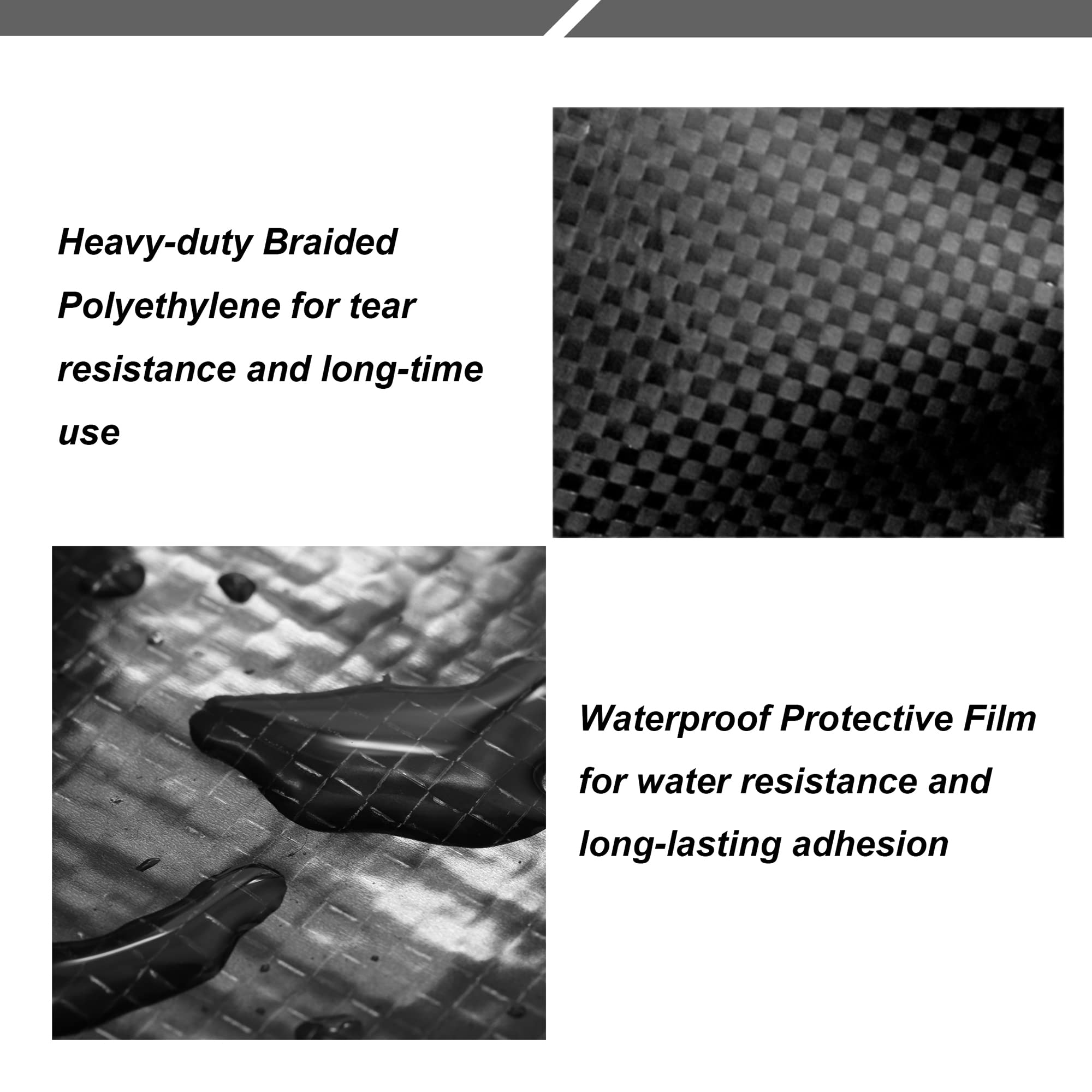 PlusRoc tape beside a ruler showing 6 inch width and easy coverage benefit