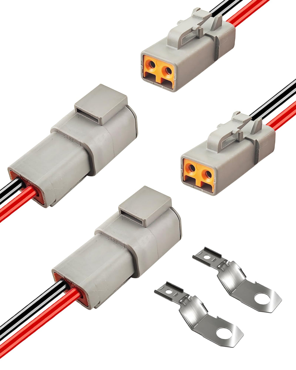 PLUXPAER front view of 2-pack connectors showing complete kit and benefit of ready-to-install components
