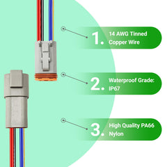PLUXPAER wired pigtails 5.9 inch length visible for easy routing and neat harnessing