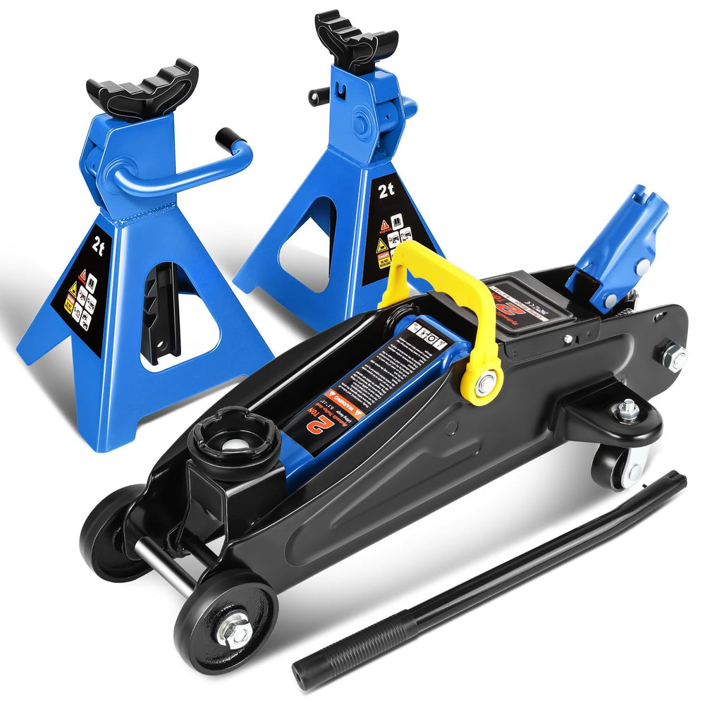 PM PERFORMOTOR floor jack front view showing sturdy frame and benefit of strong lift