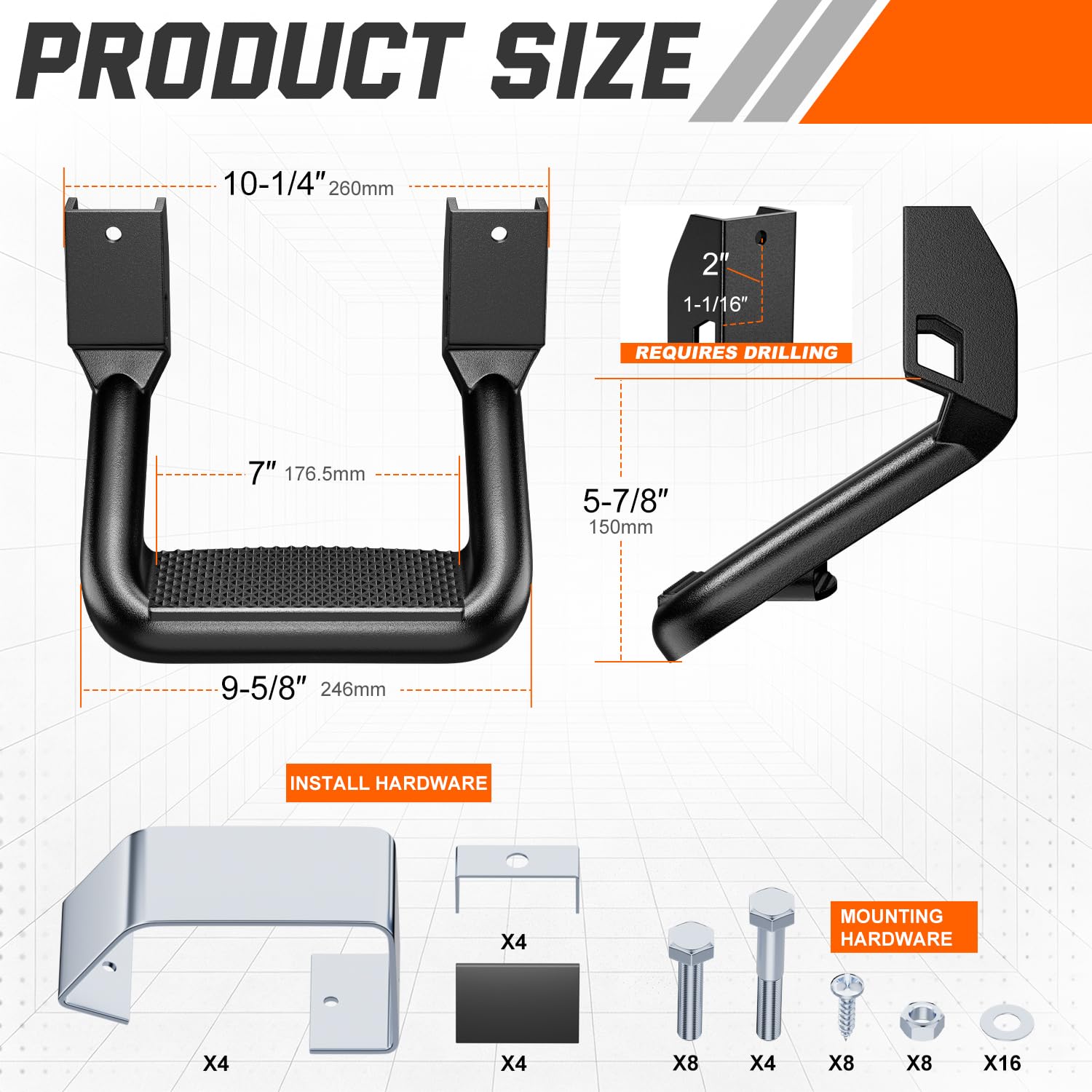 PM PERFORMOTOR close-up of textured step surface providing slip resistance