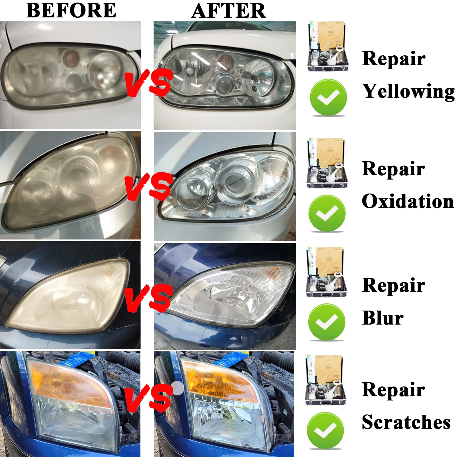 Pmbqifay applied to car headlight showing restored clarity benefit