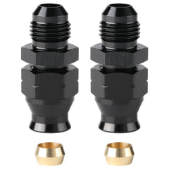 Podavelle adapter installed on hardline demonstrating secure AN6 to 1/4" connection