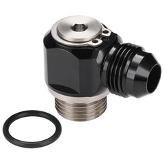 Podavelle installed assembly with AN hose demonstrating clean routing in tight spaces