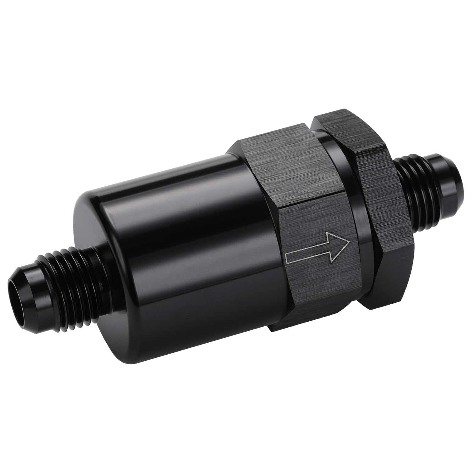 Podavelle fuel filter installed in an EFI fuel line demonstrating compact fit and reliable flow protection