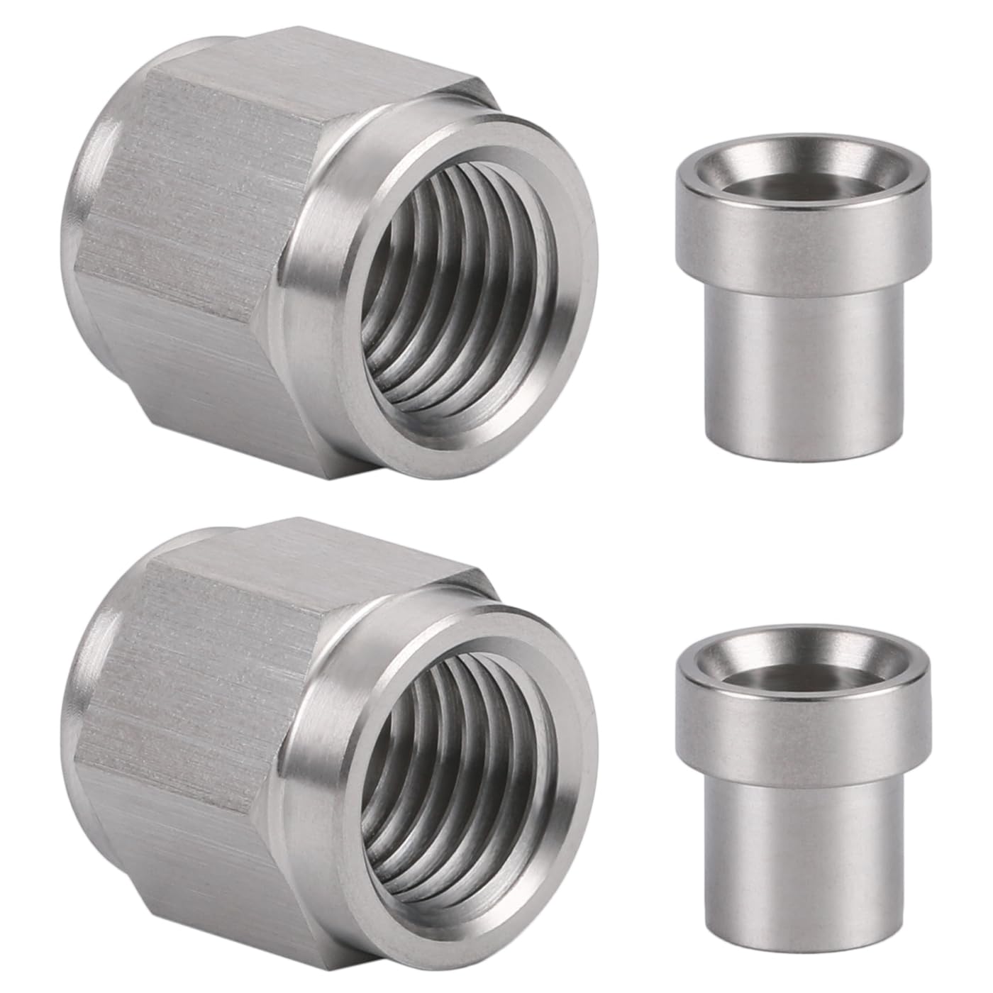 Podavelle front view nuts and sleeves showing sturdy stainless construction and fit benefit