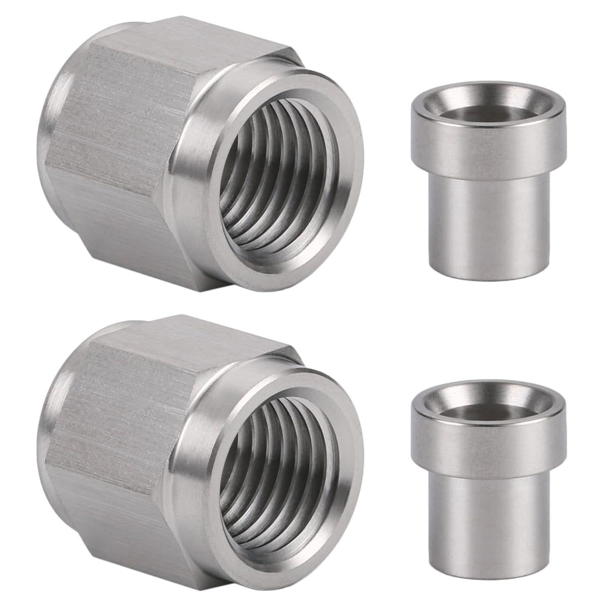 Podavelle front view nuts and sleeves showing sturdy stainless construction and fit benefit