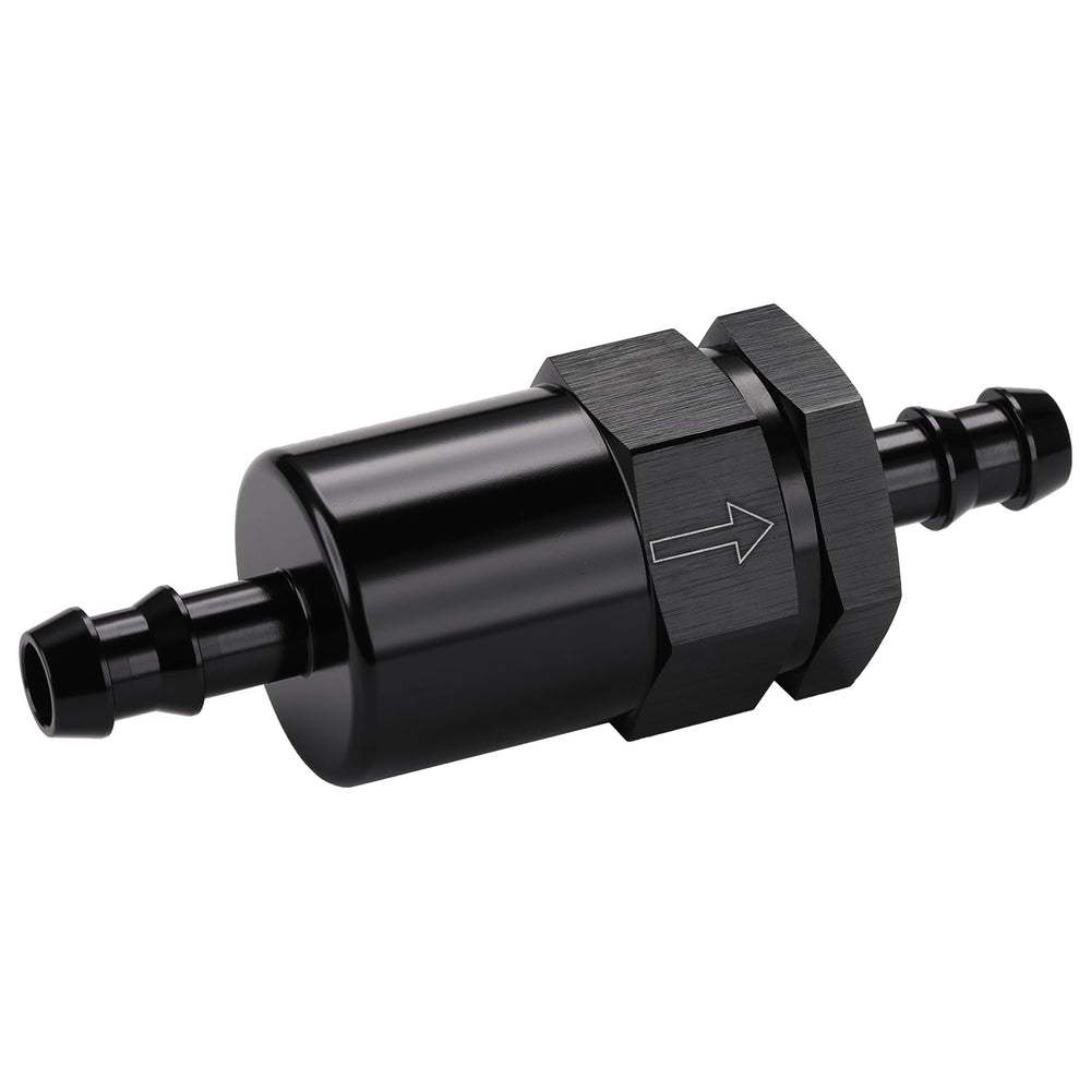 Podavelle installed on fuel line with 3/8 inch barb showing easy-fit compatibility benefit