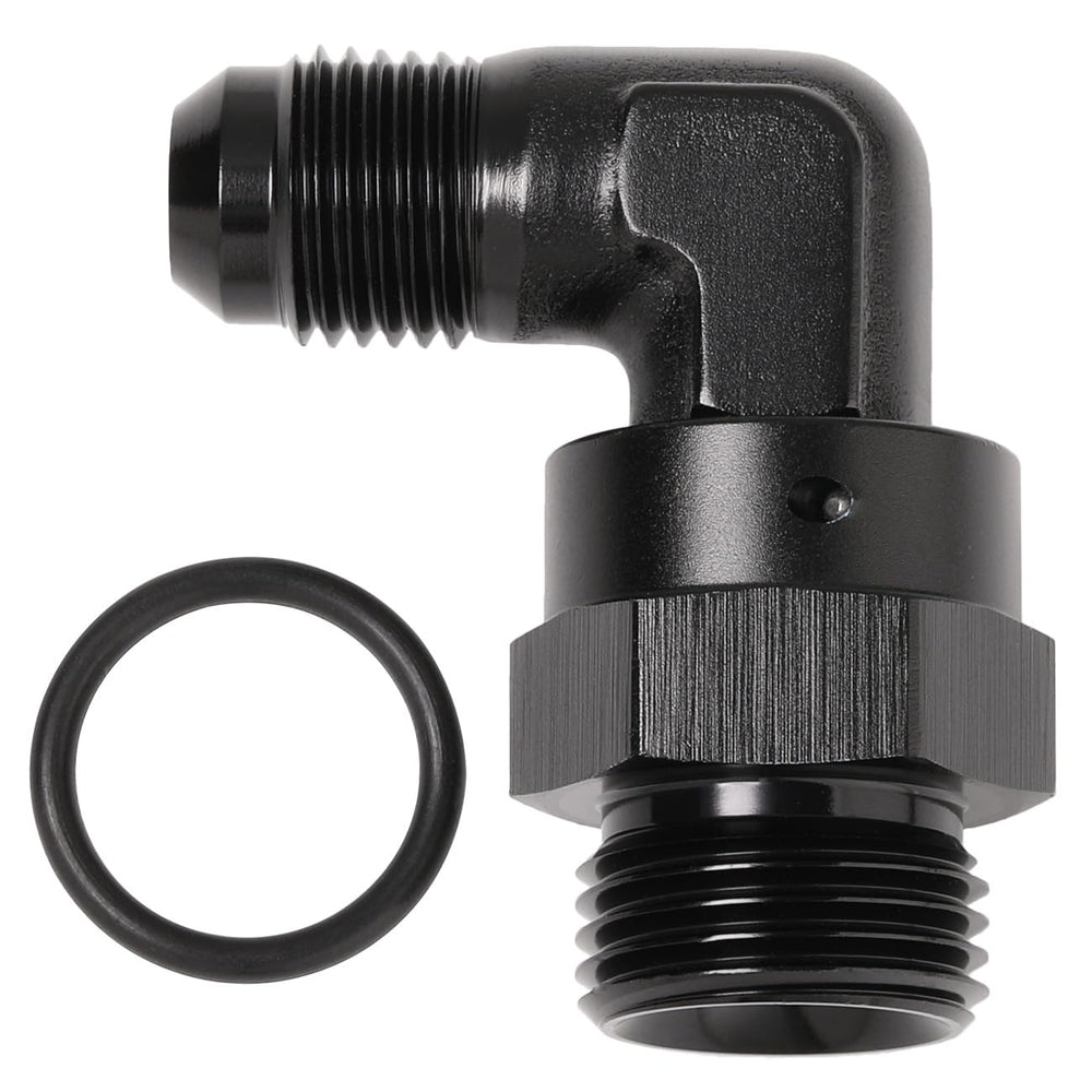 Podavelle swivel adapter installed on engine hose demonstrating reduced clearance and neat routing