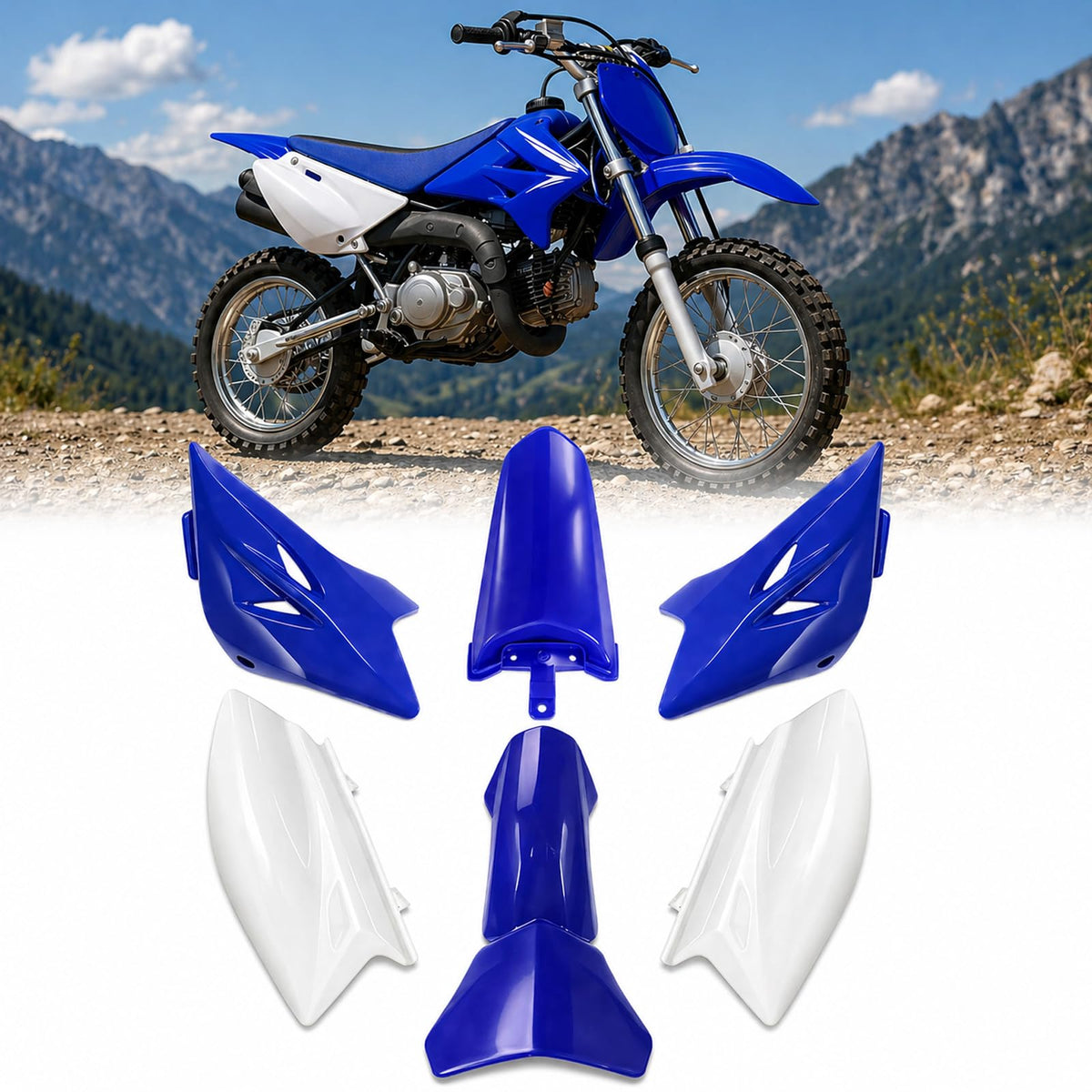 Podoy front fender blue and white showing fit and fresh look