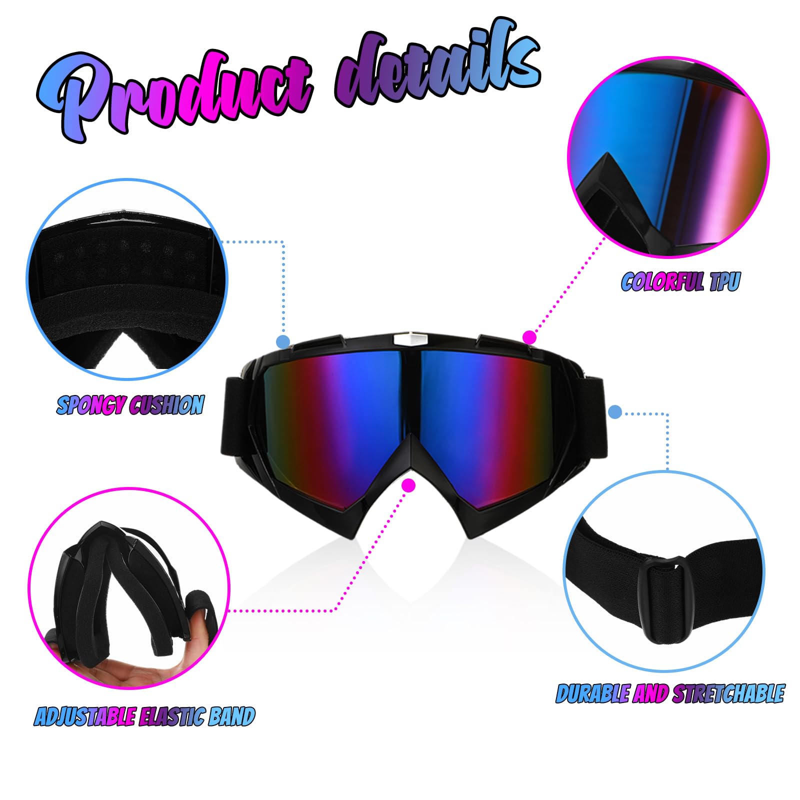 Poen goggles held in hand demonstrating compact size and portability