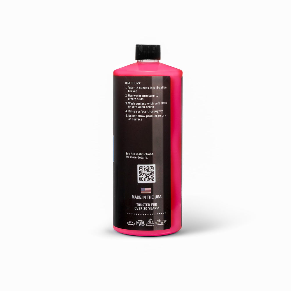 Poli Glow rich foam lather on a hull demonstrating effective gentle cleaning