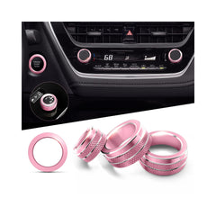 Polodunn front view of pink knob trims showing sleek metallic finish and style