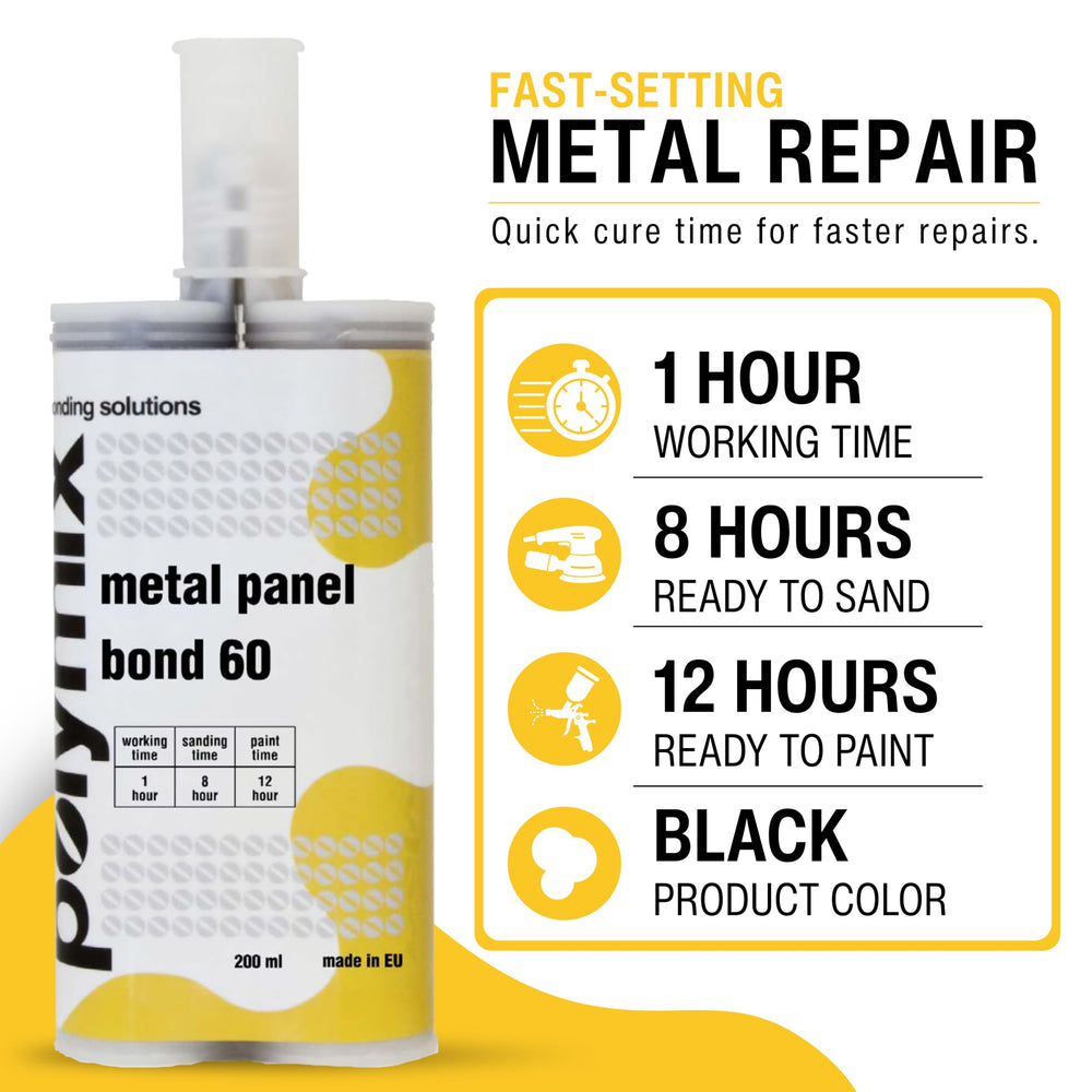 Polymix yellow label close-up highlighting product ID and workshop reliability