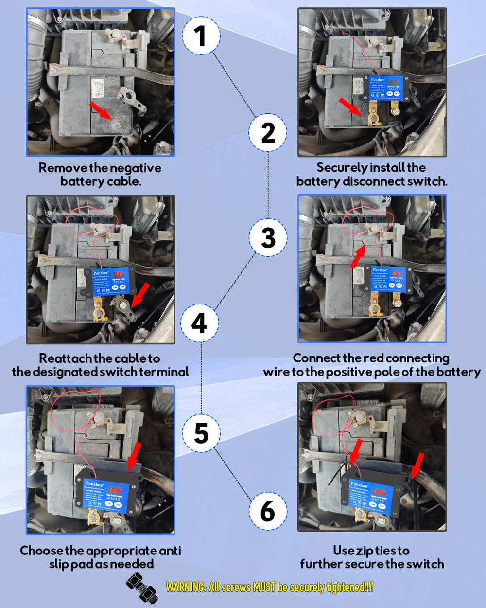 Ponzkoe installed on a boat battery demonstrating marine protection