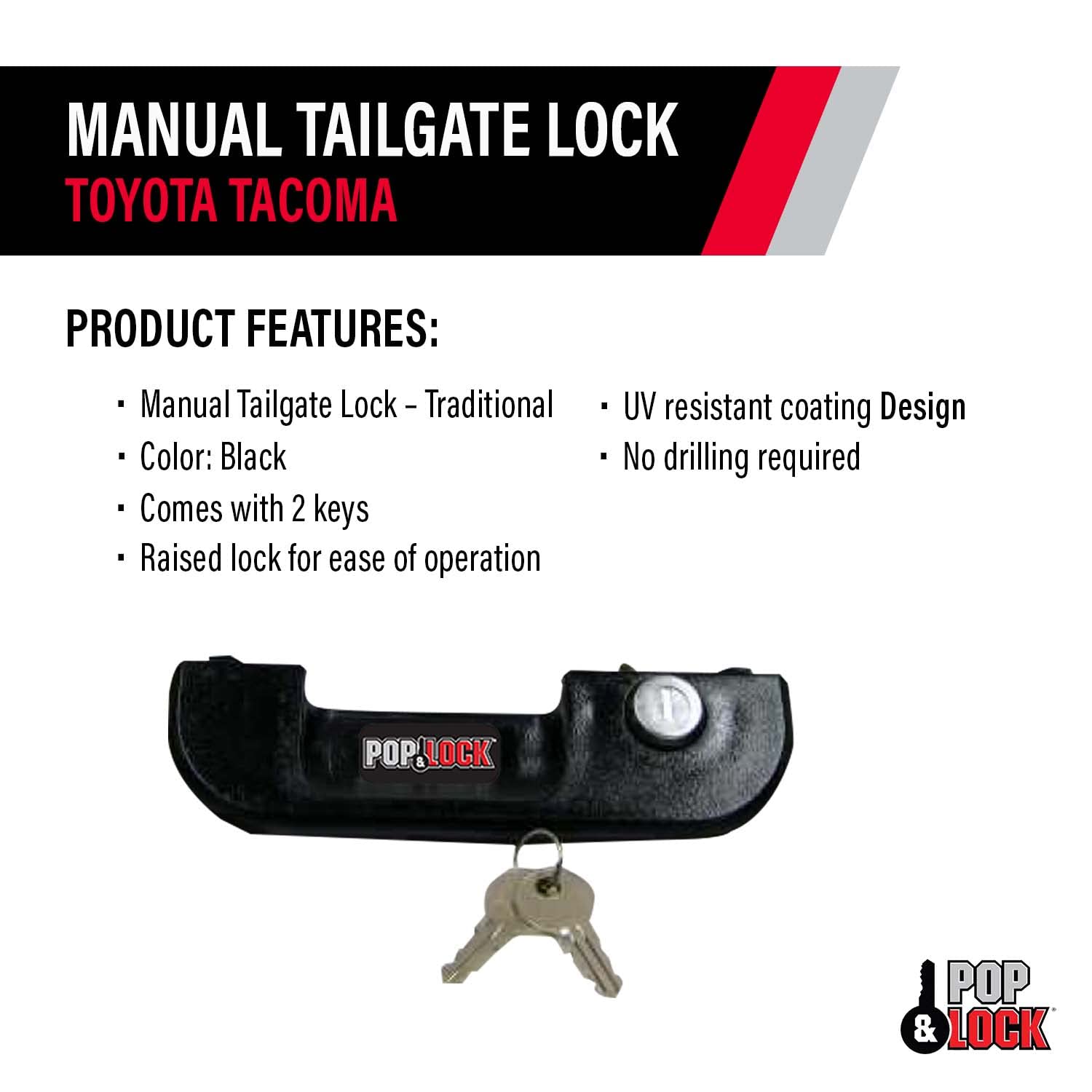 Pop & Lock installed on Toyota Tacoma tailgate demonstrating seamless fit