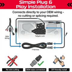 Pop & Lock PL8547TAC mounted inside tailgate cavity showing tamper-resistant benefit