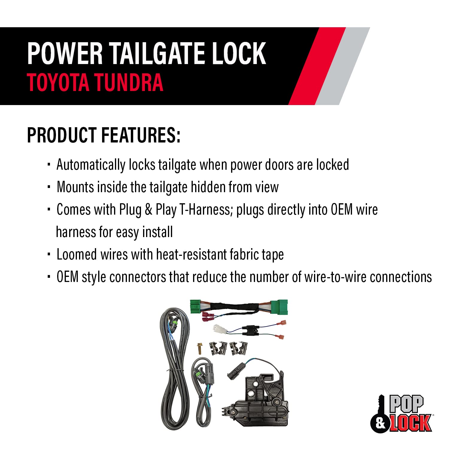 Pop & Lock installed inside a Tundra tailgate demonstrating hidden protection and integration