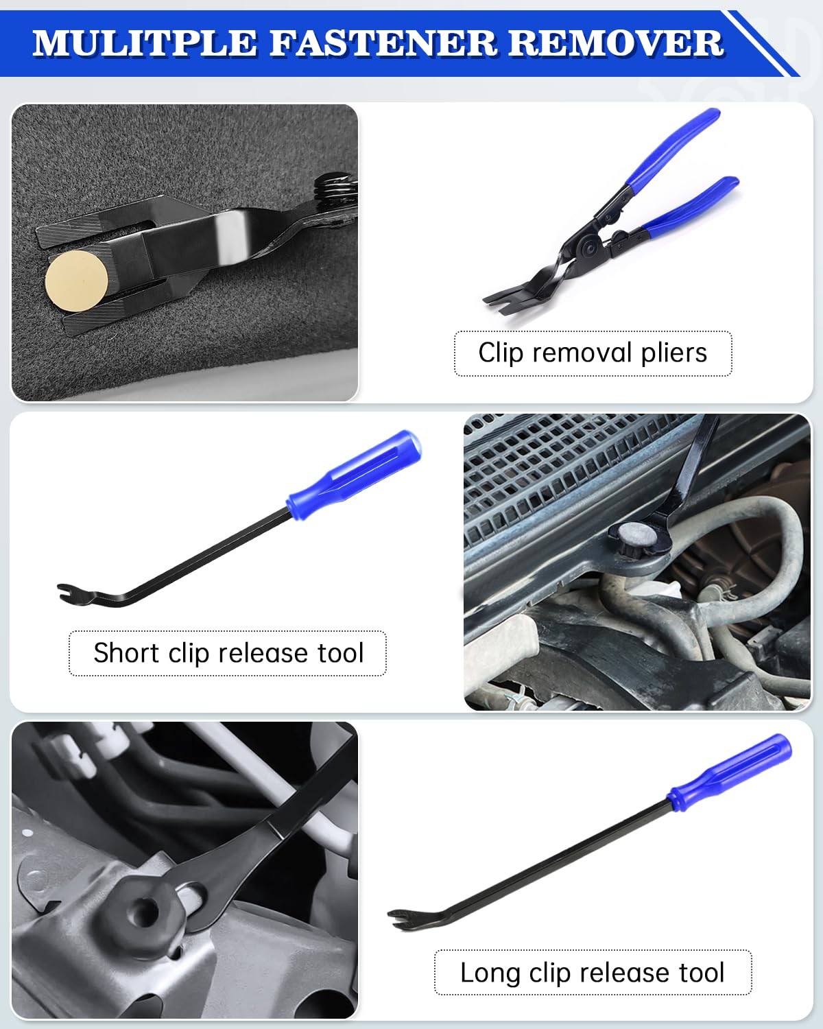Poraxy clip removal pliers detail gripping a panel clip cleanly