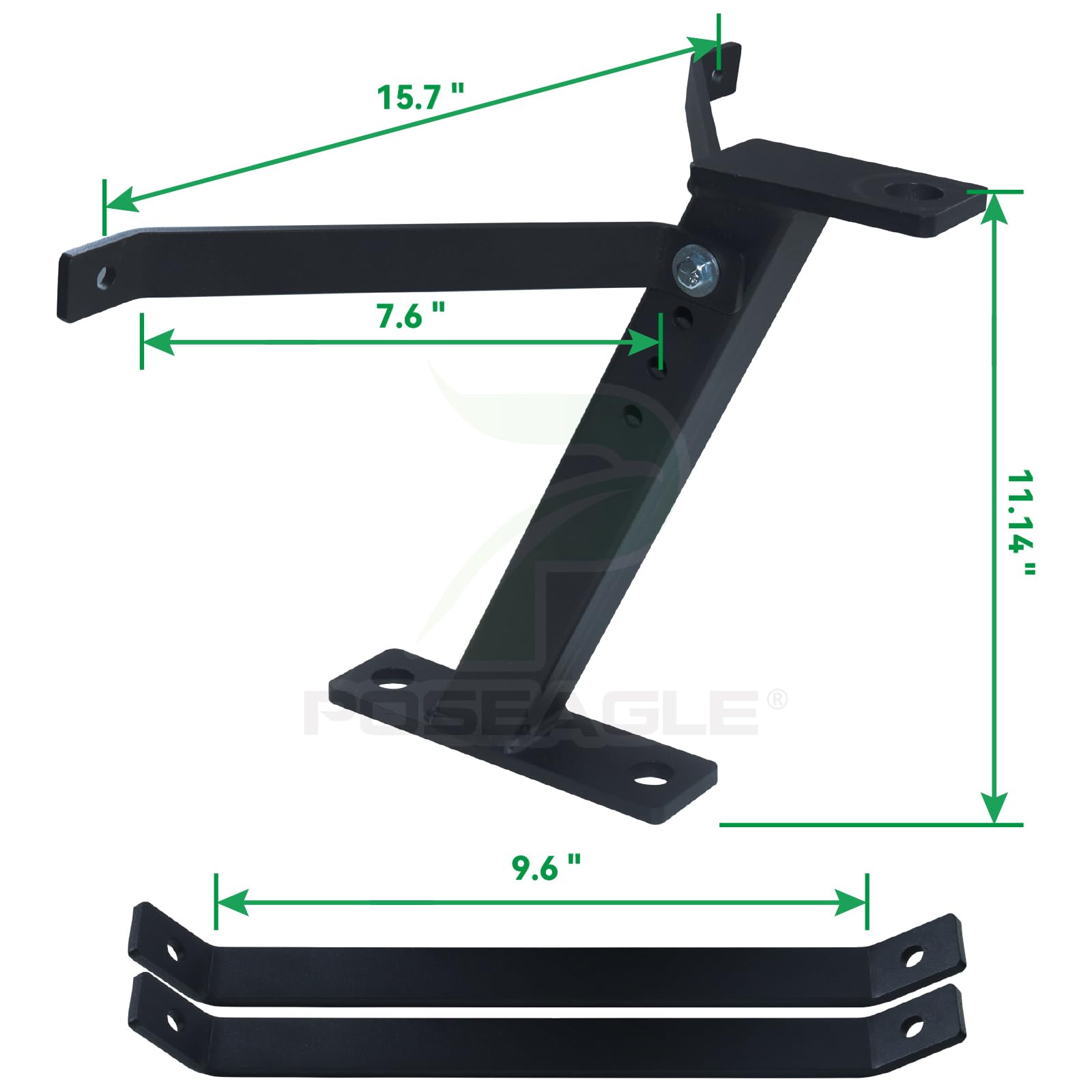 POSEAGLE hitch mounted on a riding mower demonstrating fit and towing setup