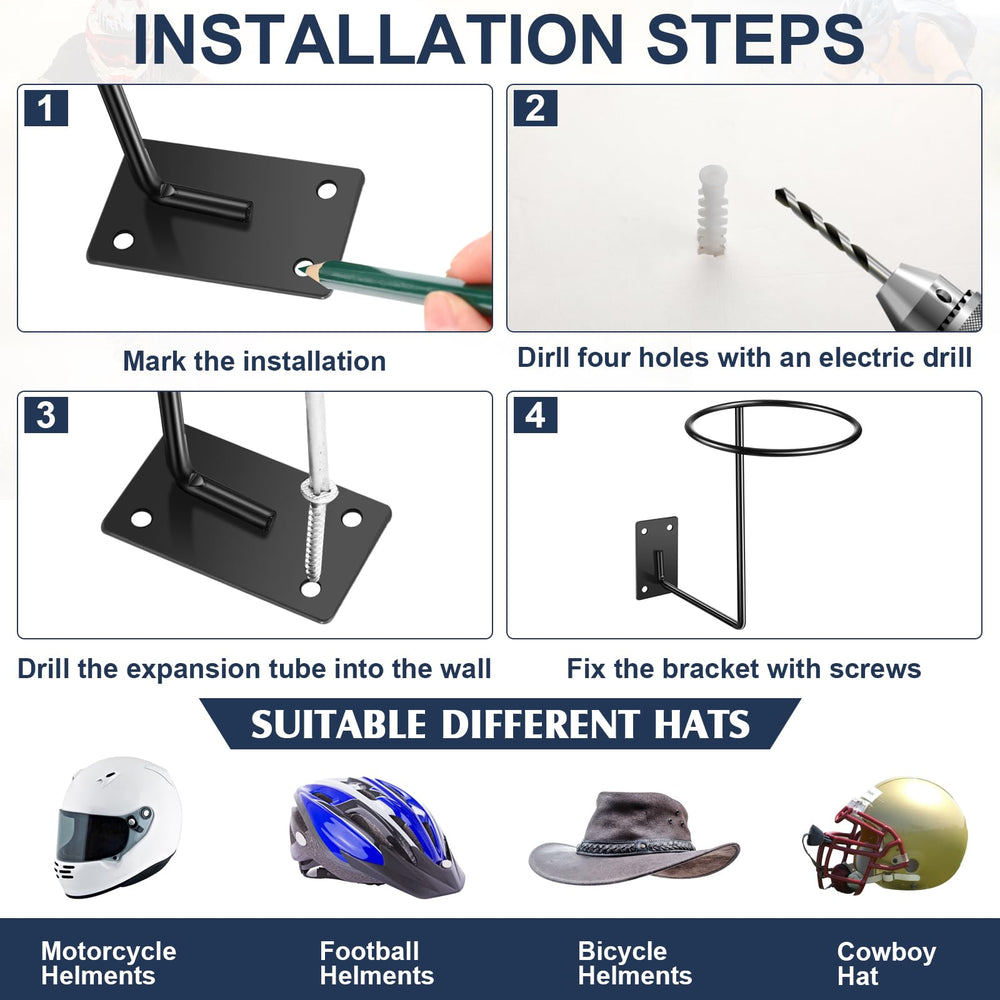 Potchen helmet holder installed with helmet demonstrating secure, off-floor storage