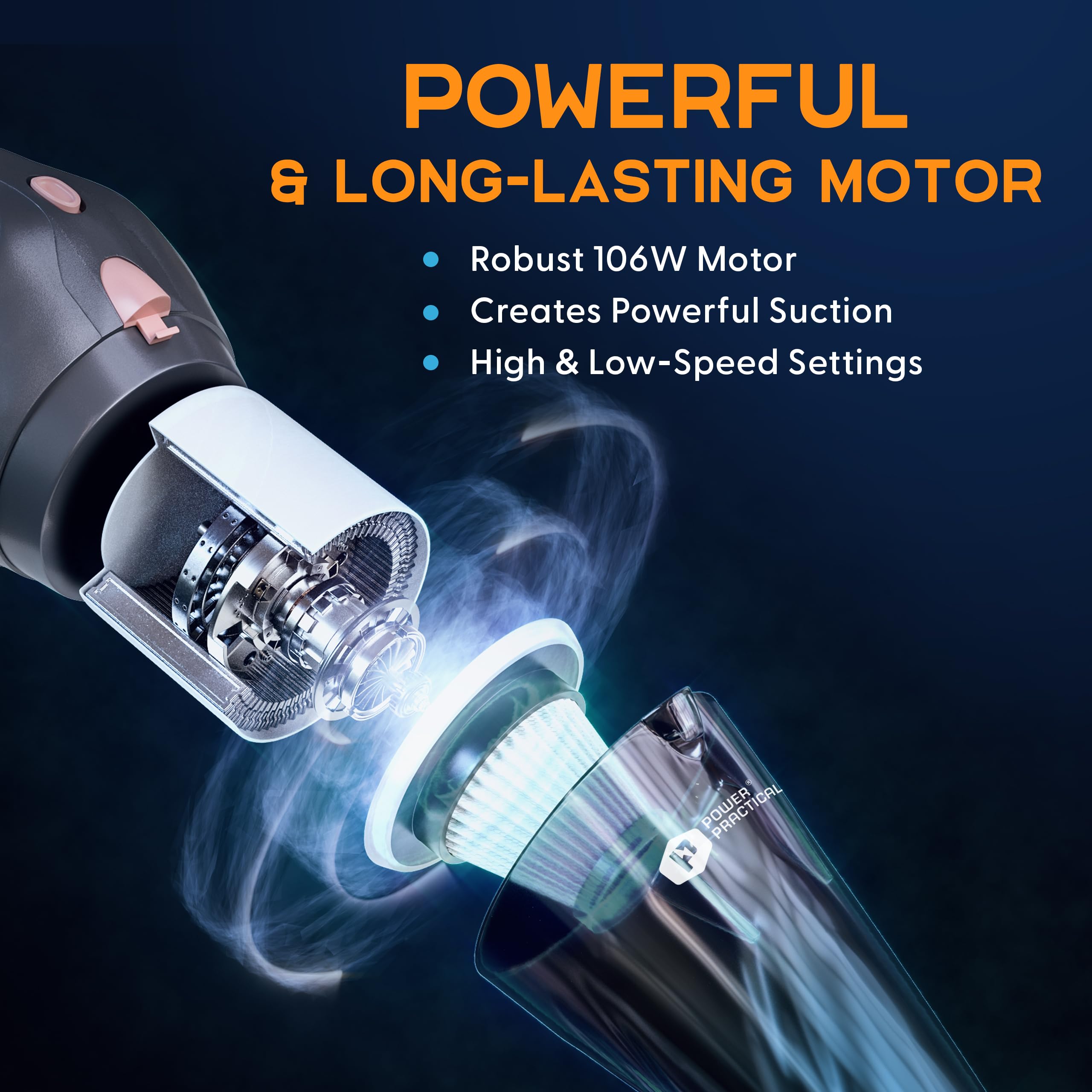 Power Practical ThisWorx held in hand to show lightweight 2.4 pound portability