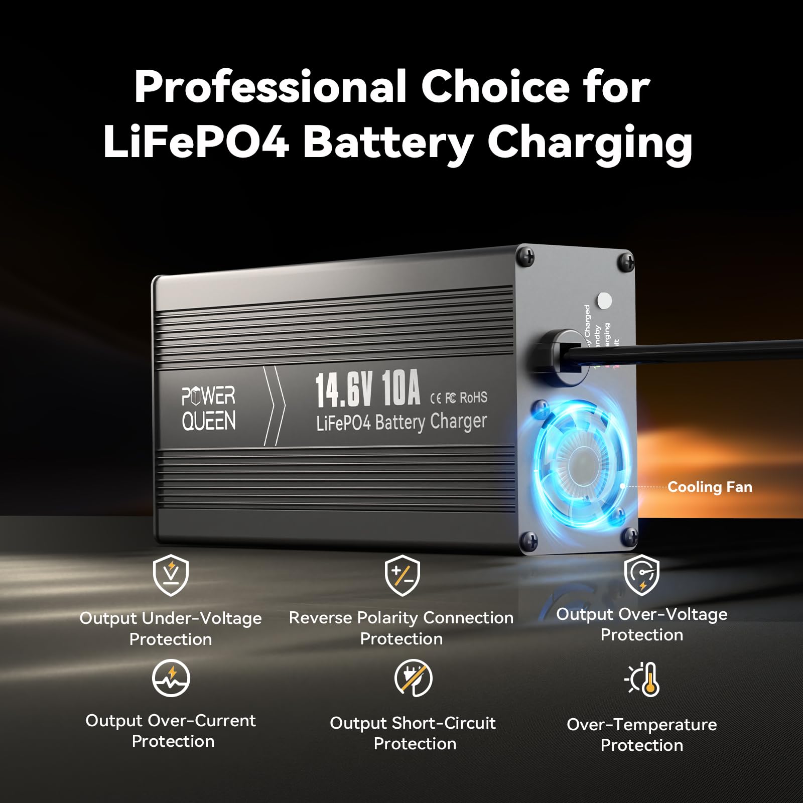 Power Queen installed in a boat engine bay offering safe marine charging