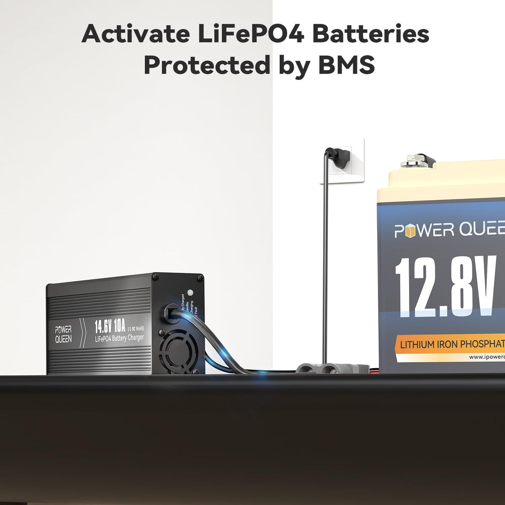 Power Queen LED status indicators showing charge progress and fault alerts