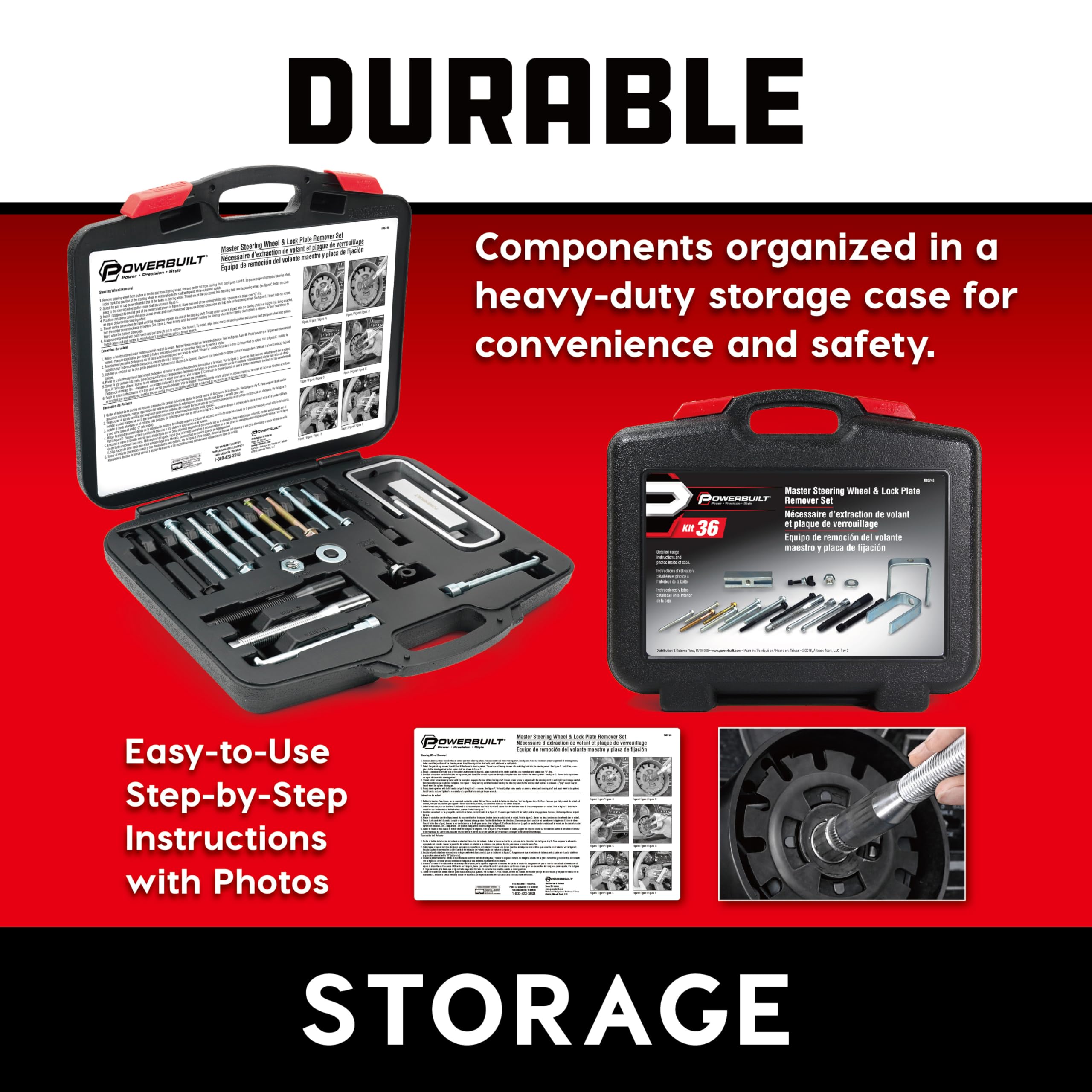 Powerbuilt assorted cap screws and adaptors highlighting correct fit for multiple vehicles
