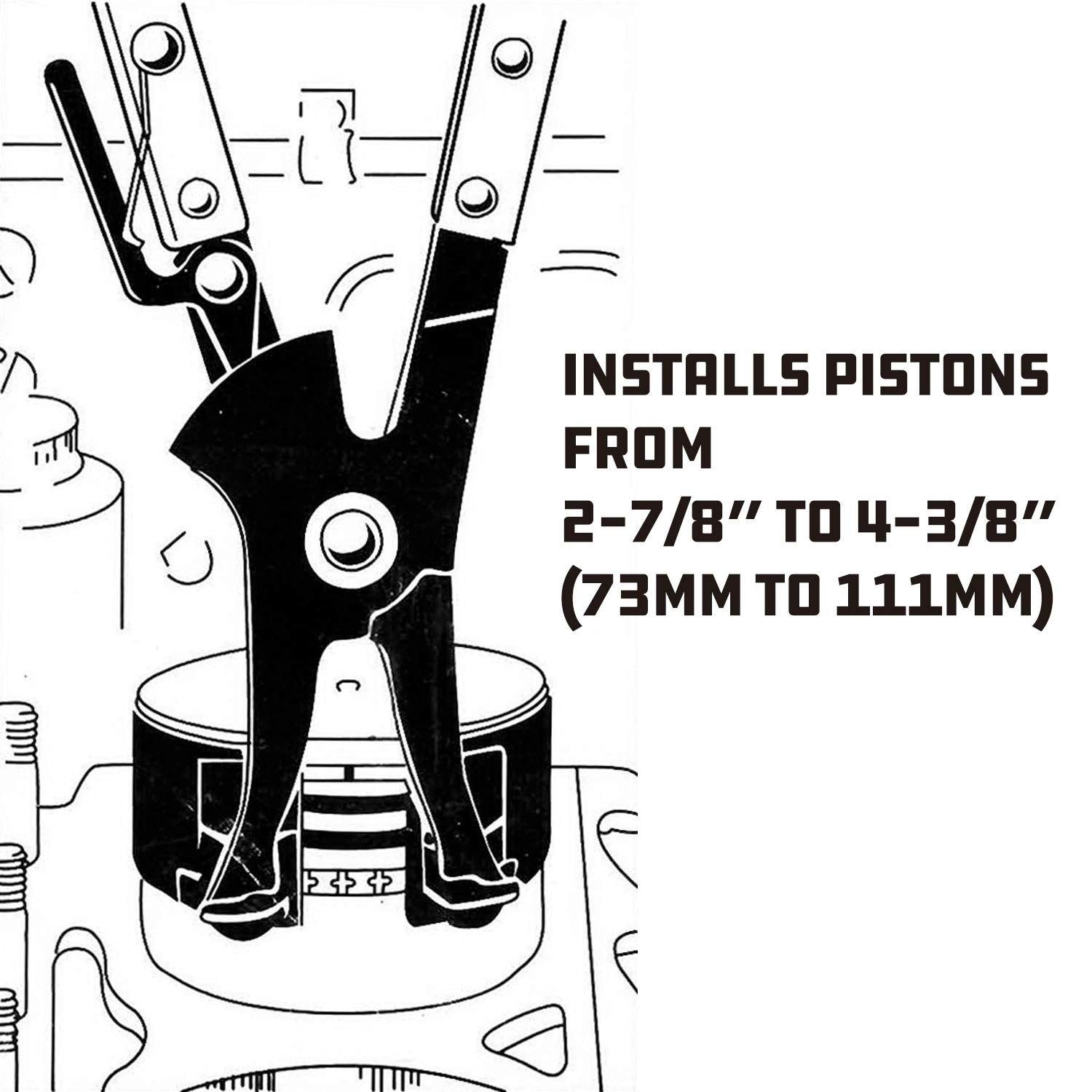 Powerbuilt piston ring compressor in use installing piston for faster, safer assembly