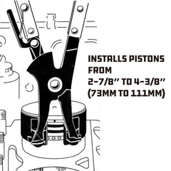 Powerbuilt piston ring compressor in use installing piston for faster, safer assembly