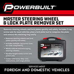 Powerbuilt close-up of lock plate removal tool illustrating precise fit and safer removal