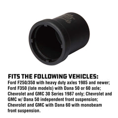 Powerbuilt socket installed on truck hub demonstrating safe hand-tool removal