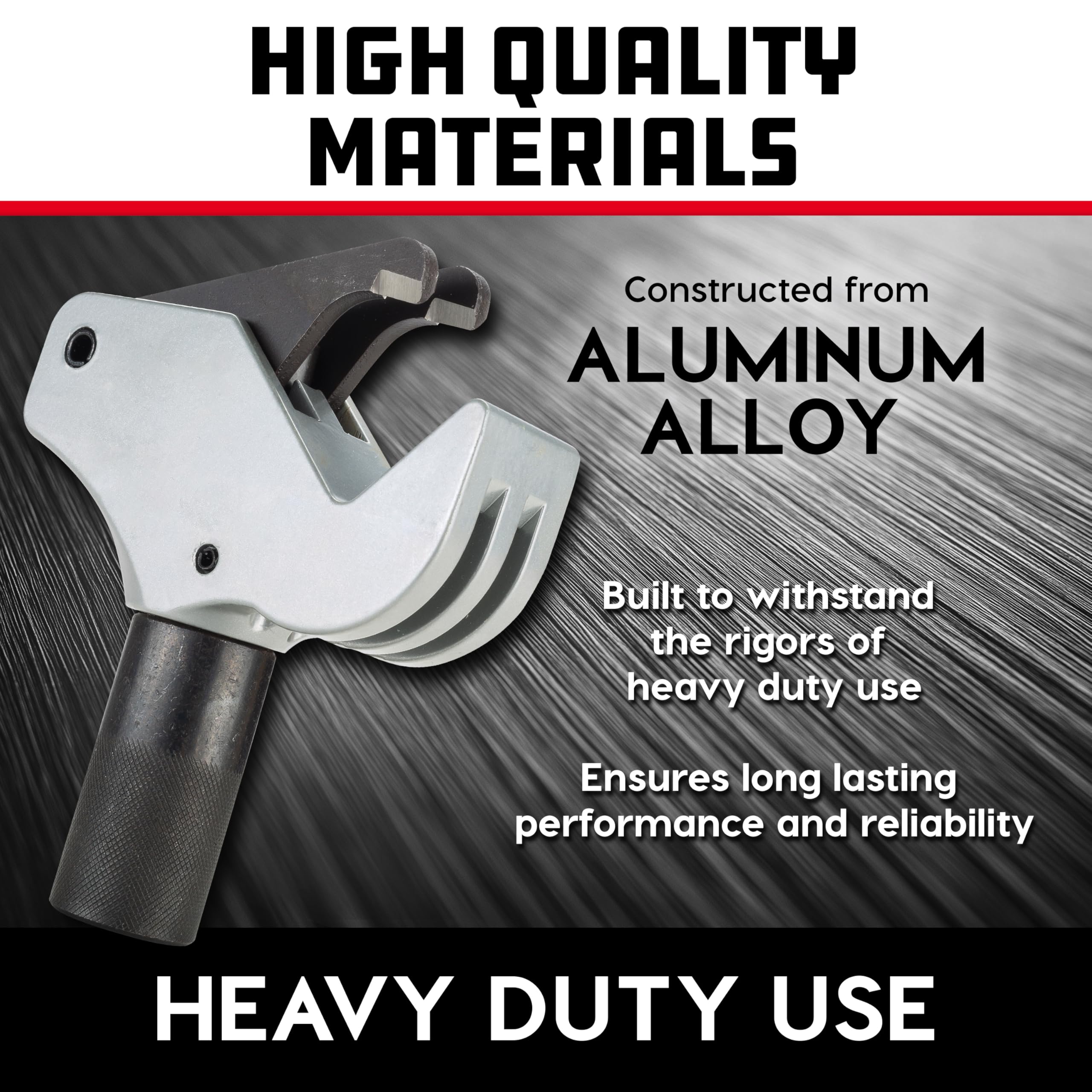 Powerbuilt tool in hand illustrating scale and lightweight aluminum benefit