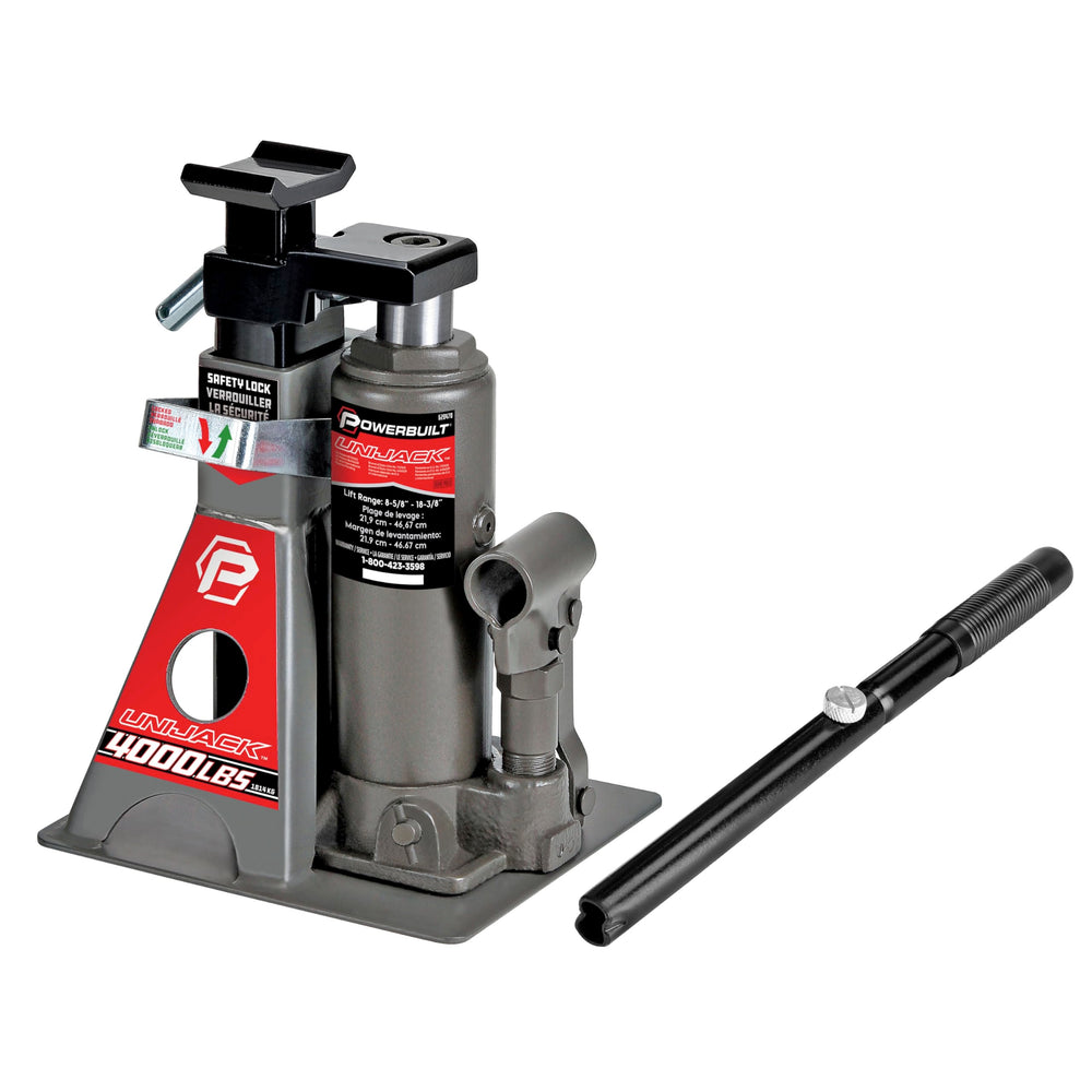 Powerbuilt UniJack supporting deck joist demonstrating versatile use benefit