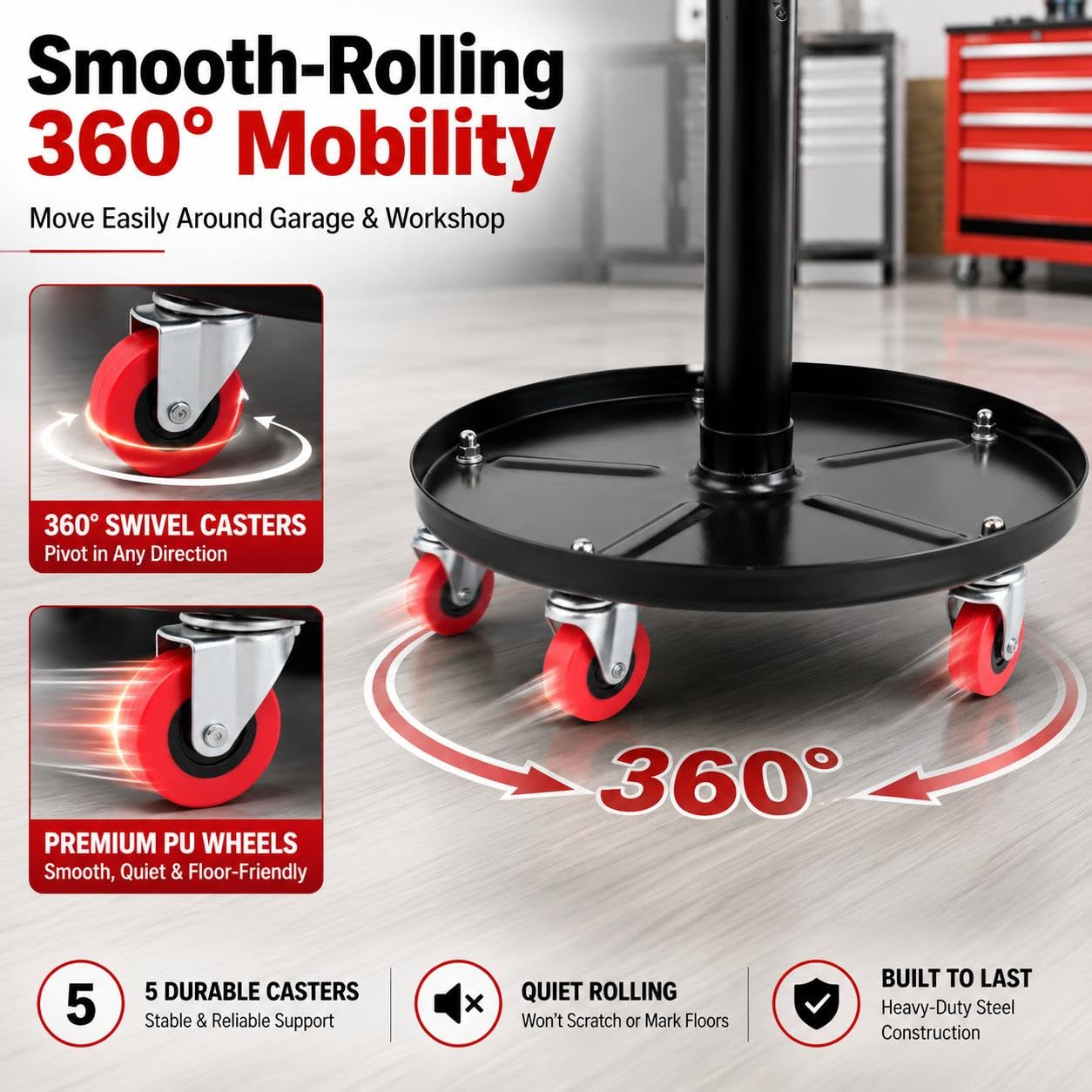PowerSmart seat in garage lifestyle scene speeding workflows and reducing strain