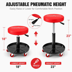 PowerSmart padded seat closeup highlighting cushion comfort for long jobs