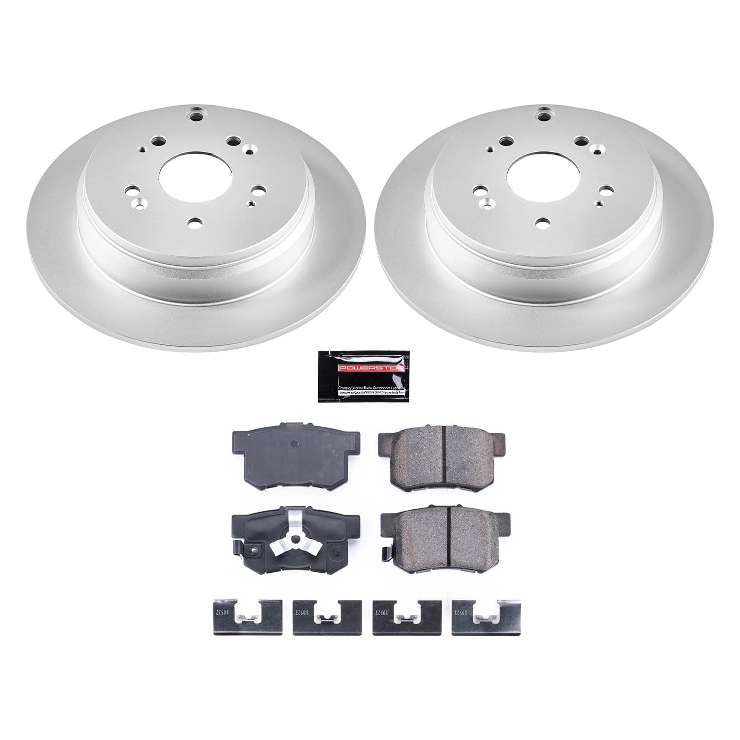 PowerStop Z17 ceramic brake pad close-up highlighting low-dust compound benefit