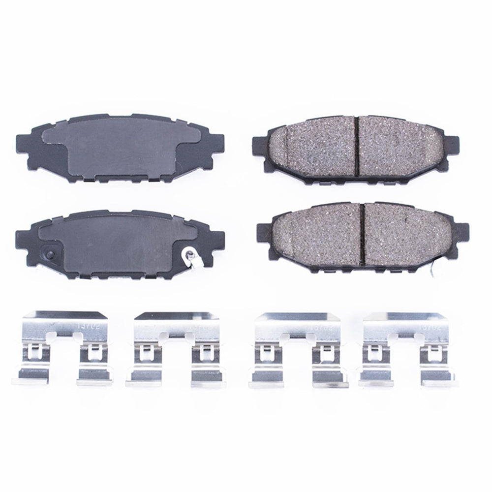 PowerStop Z17 close-up of ceramic friction surface showing chamfers and slots for quick break-in