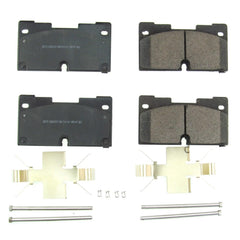 PowerStop Z17 ceramic pad friction surface close-up showing chamfers and slots for smooth braking