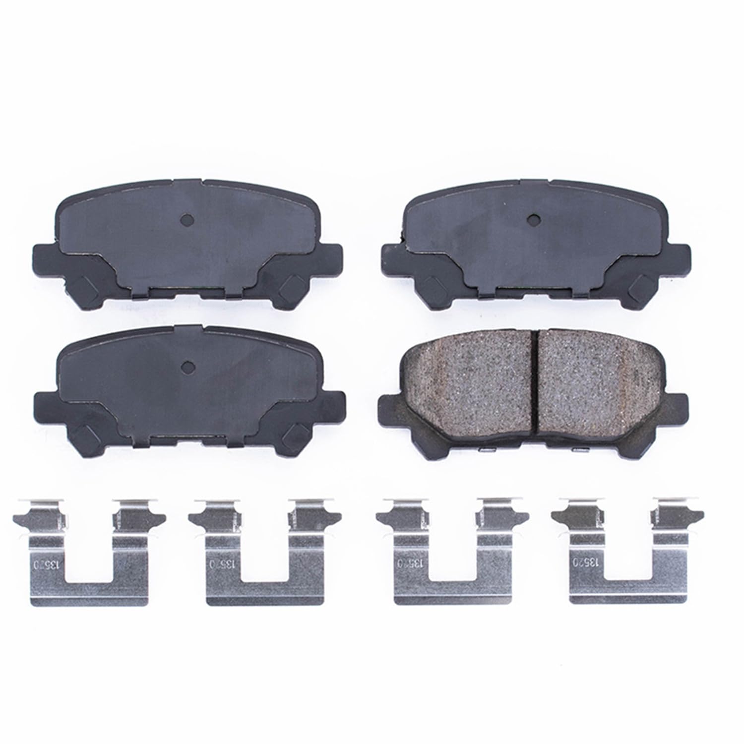 PowerStop Z17 pad face close-up highlighting low-dust ceramic surface advantage