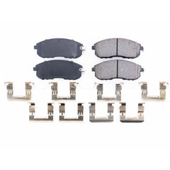 PowerStop Z17 pad face close-up showing chamfered slot for quieter stops