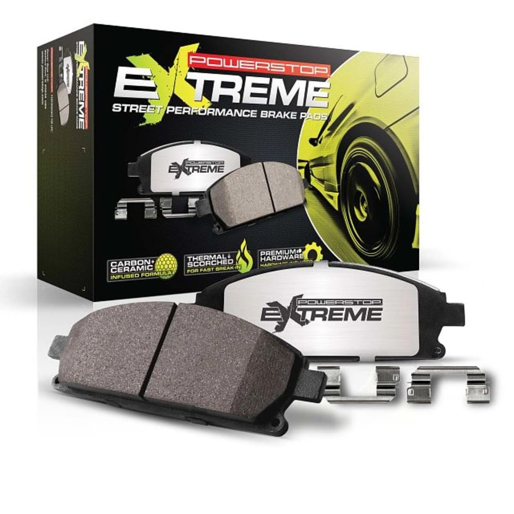 PowerStop Z26 rear packaging showing included pads and hardware, easy upgrade benefit
