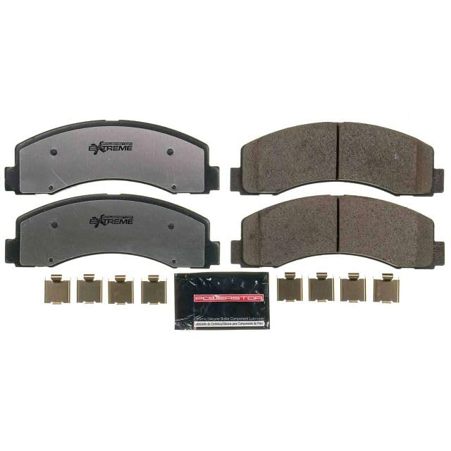 PowerStop Z36 pad front profile close-up highlighting carbon-fiber ceramic surface