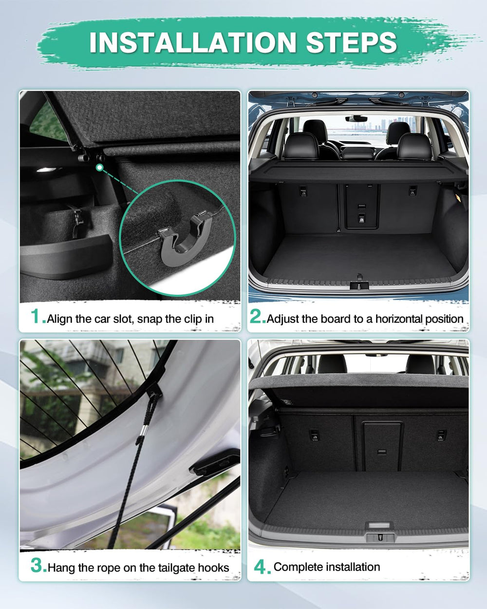 Powerty trunk open lifestyle shot showing neat cargo area and UV protection