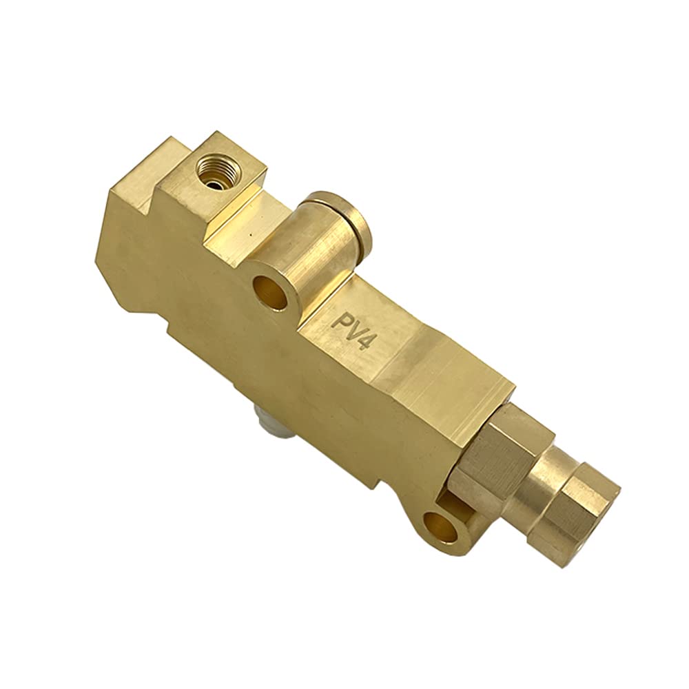 POWERWORKS PV4 front view showing five ports and compact brass body for reliable pressure control