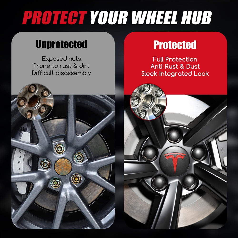 Powlamks installation demo on a Tesla wheel showing easy snap-in fit and non-destructive install
