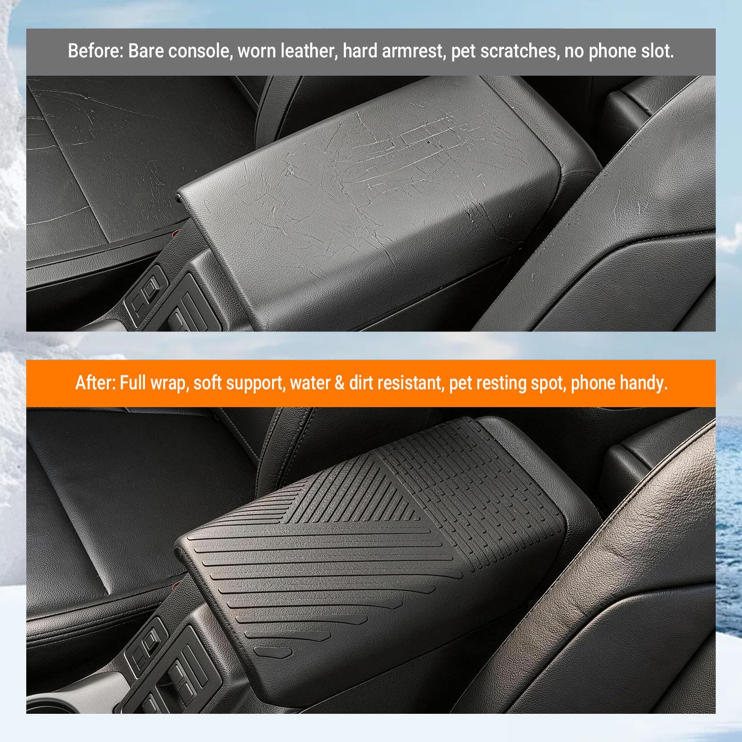 powoq in-car lifestyle shot showing comfort and preserved console appearance