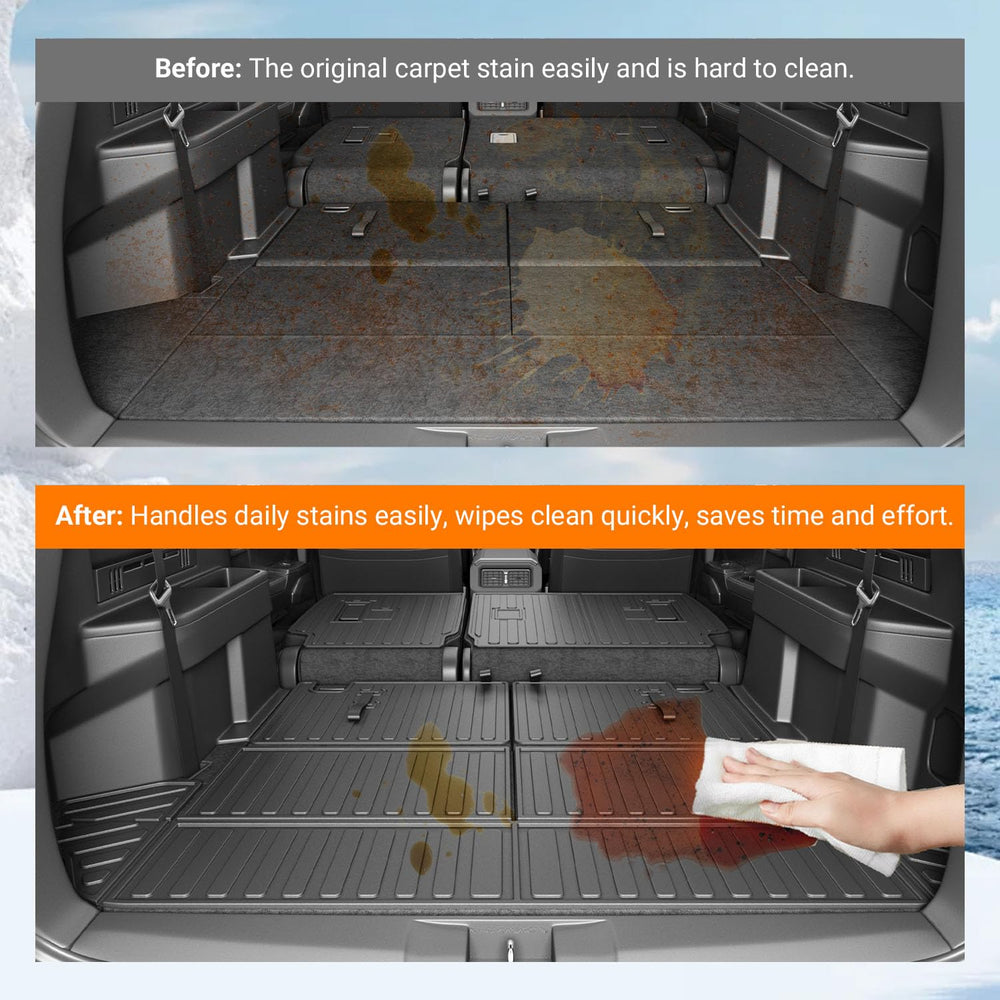 powoq installed in 7-seat 4Runner cargo bay protecting floor and preventing messes